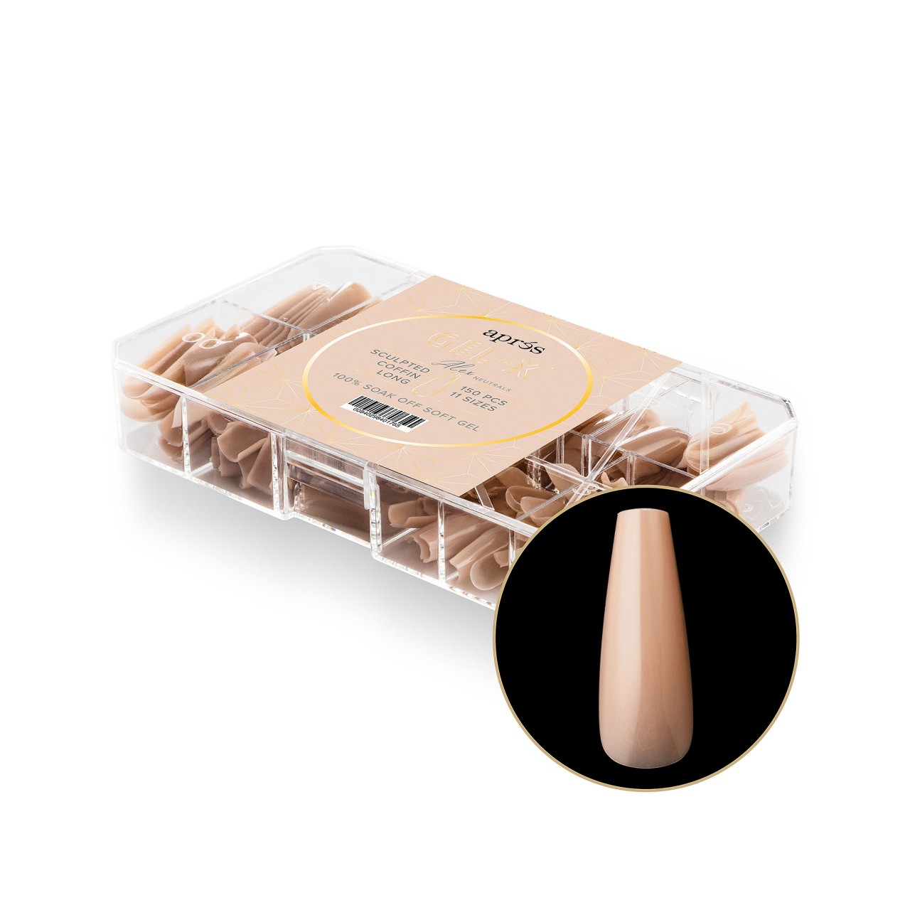  Gel-X® Neutral Cover Tips Box 150pcs - "Alex" - Sculpted Coffin Long 