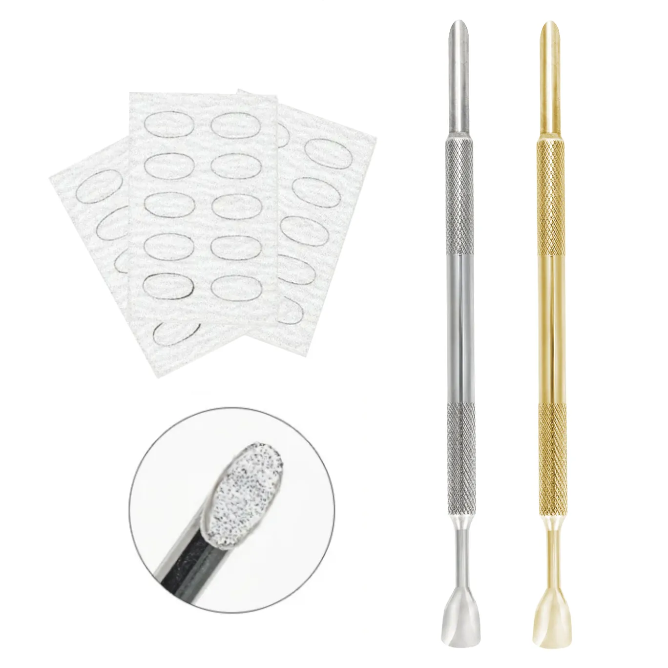 JUSTNAILS Professional Pusher Buffer Wechselblätter Set Silver Gold