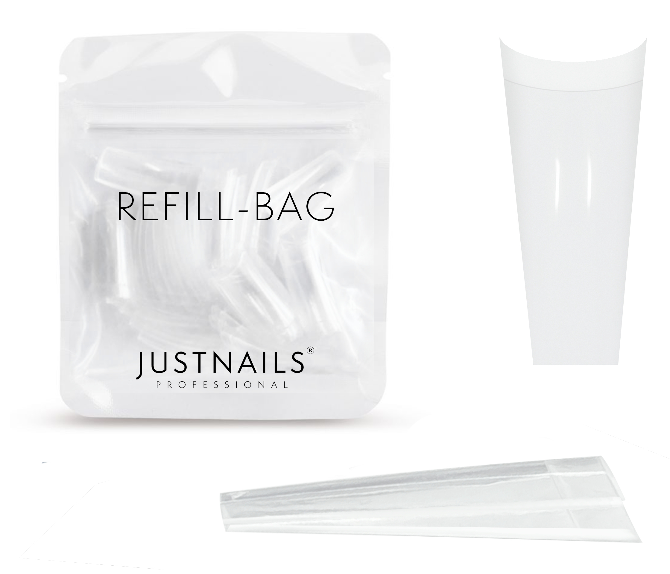 JUSTNAILS 500 Premium Coffin Shape Tips - Einzelne Größen