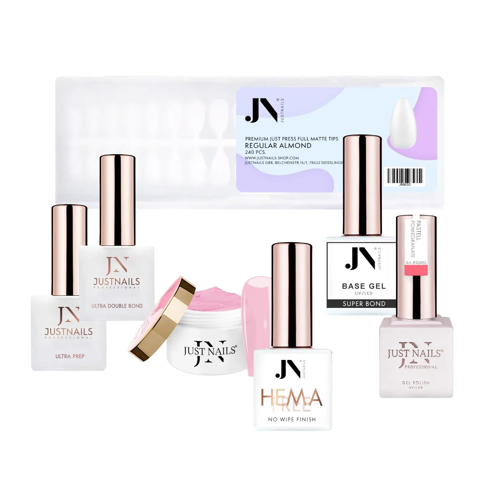 JUSTNAILS Premium Press on Gummygel Tips Gel Polish Set S3