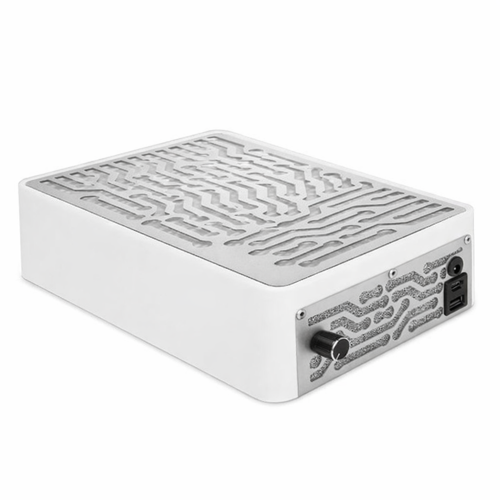 ÜLKA Tisch Staubabsaugung NANO Weiß + Silber Gitter 