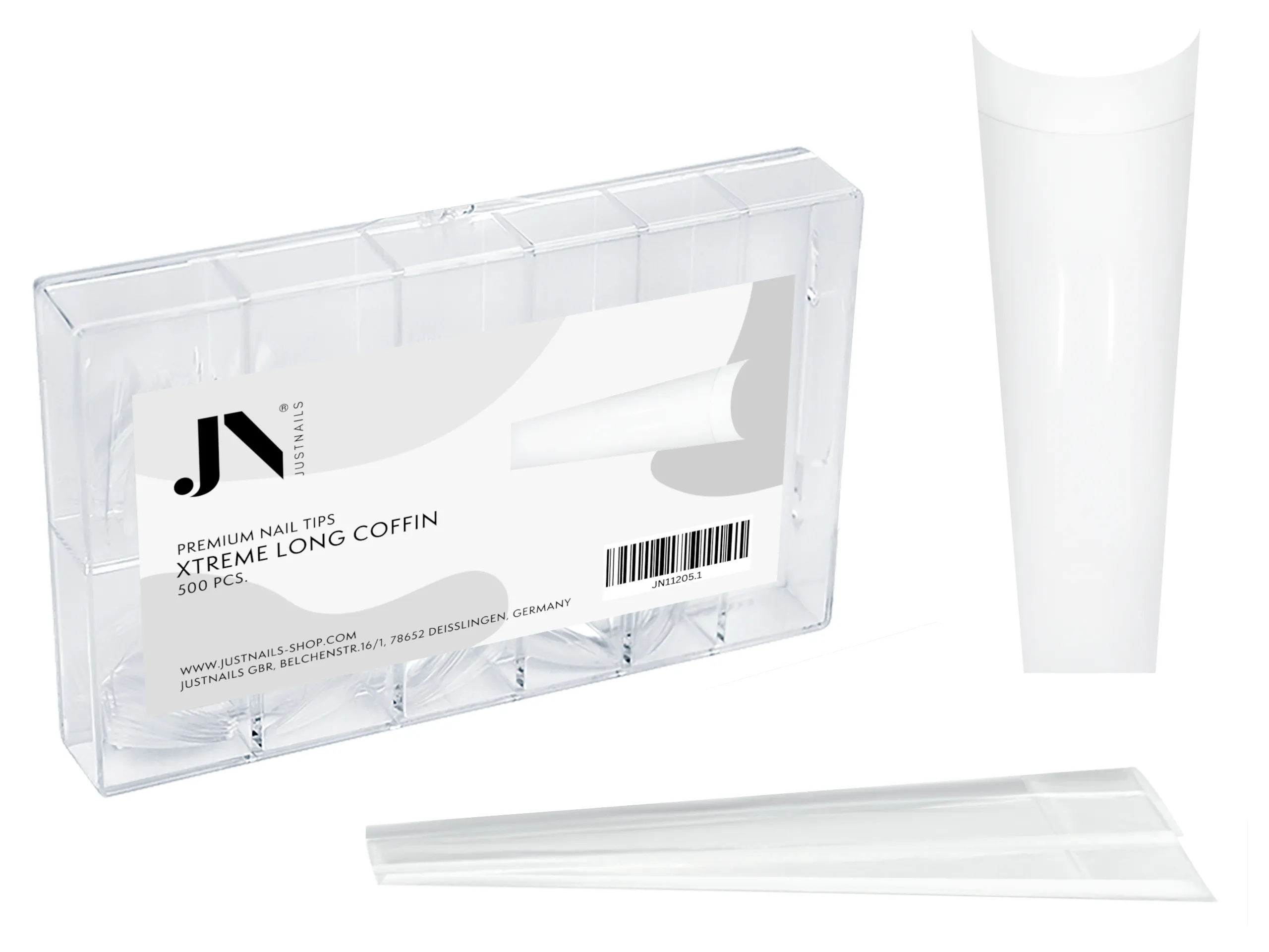 JUSTNAILS 500 Tips Xtreme long Coffin Form