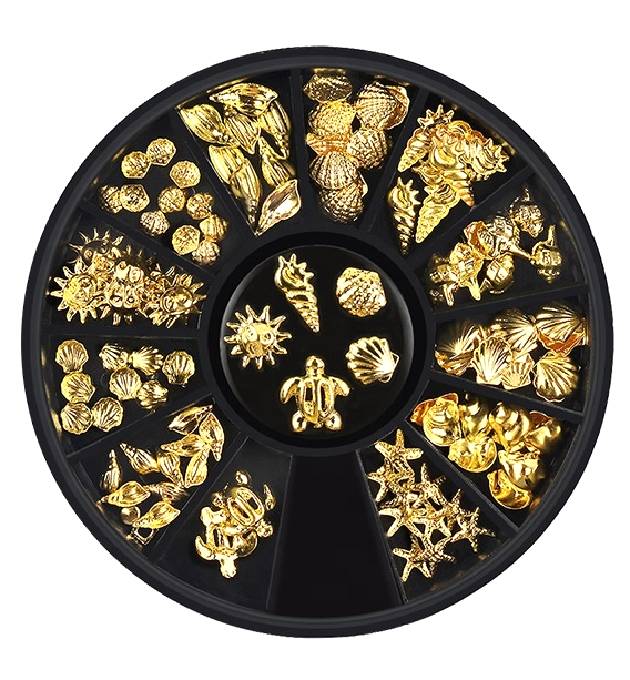 JUSTNAILS Muschel Sommer Rondel Mix gold