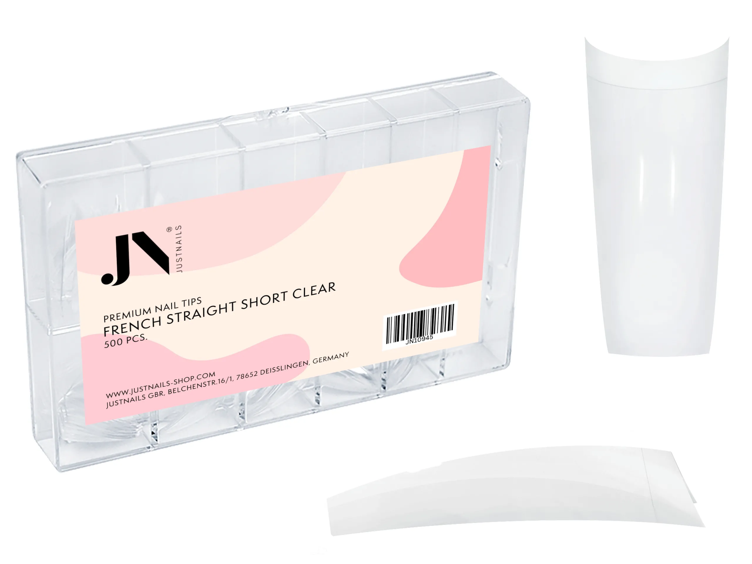 JUSTNAILS 500 Tips French straight short Form
