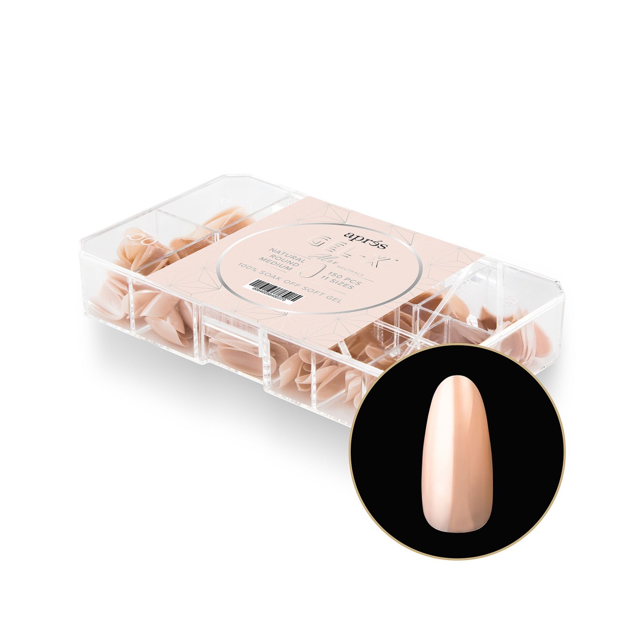  Gel-X® Neutral Cover Tips Box 150pcs - "Alex" - Natural Round medium 