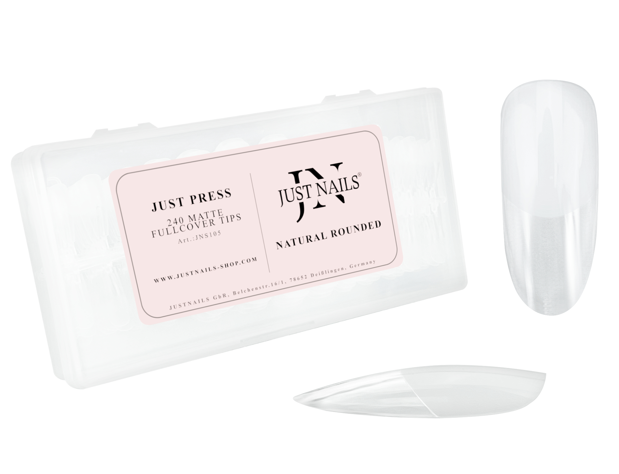 JUST PRESS - Natural Rounded Fullcover Soft Gel Press On Tips Nails in Box 240 Stk