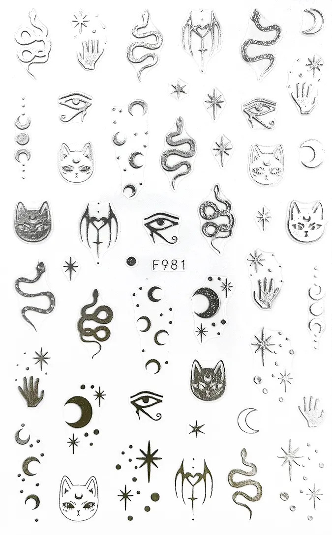 JUSTNAILS Sticker Moon Zodiac 981 Silver