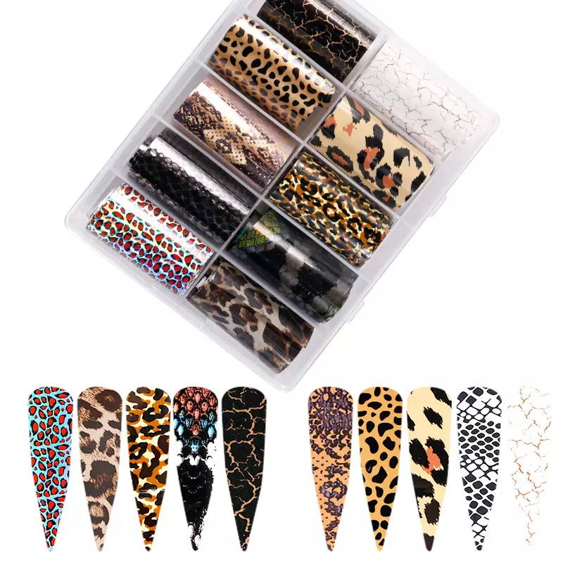 JUSTNAILS Transferfolien Box Tier Leopard Muster Set