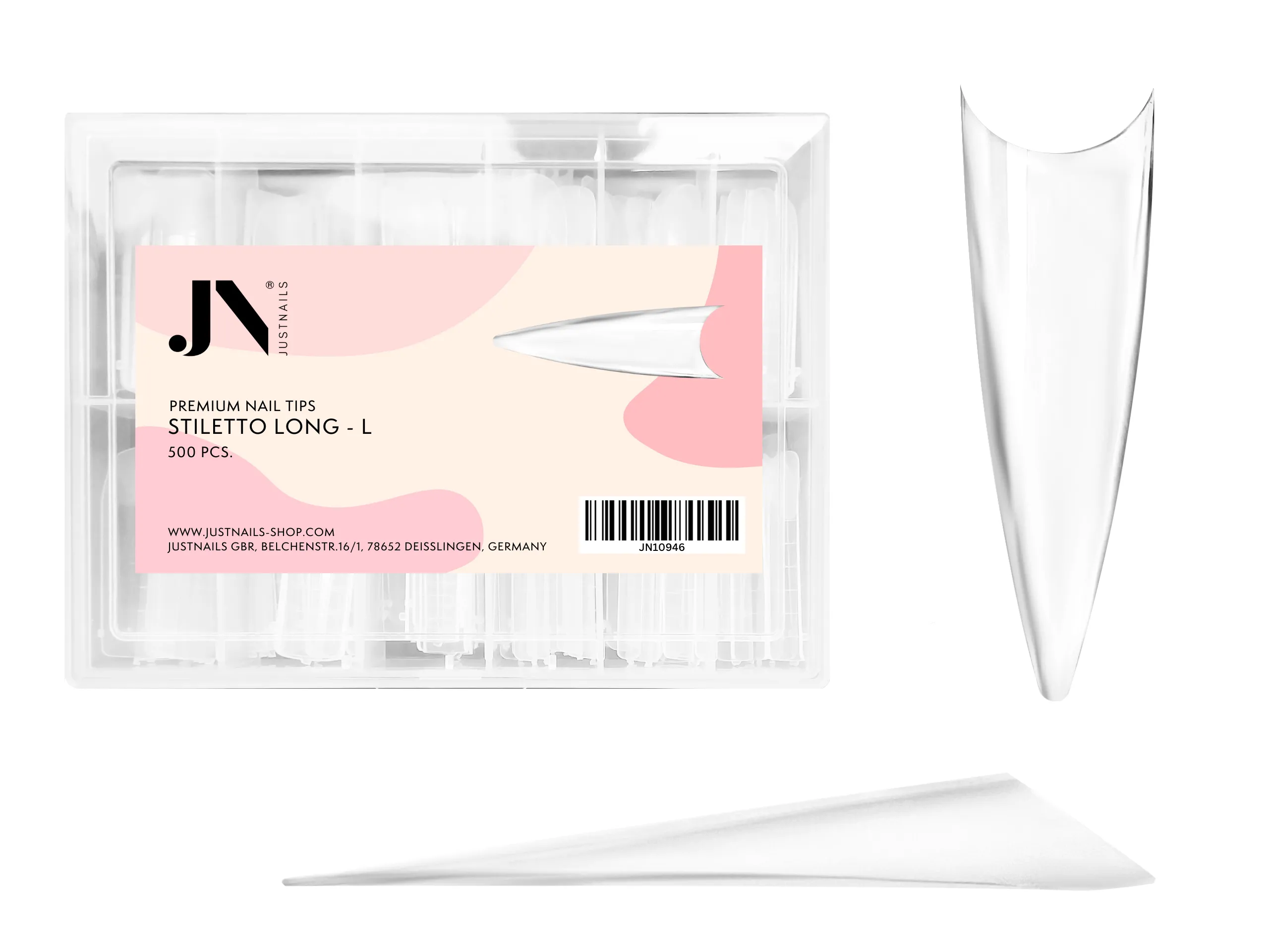 JUSTNAILS Stiletto Tips long - L 500 Tips in Beutel