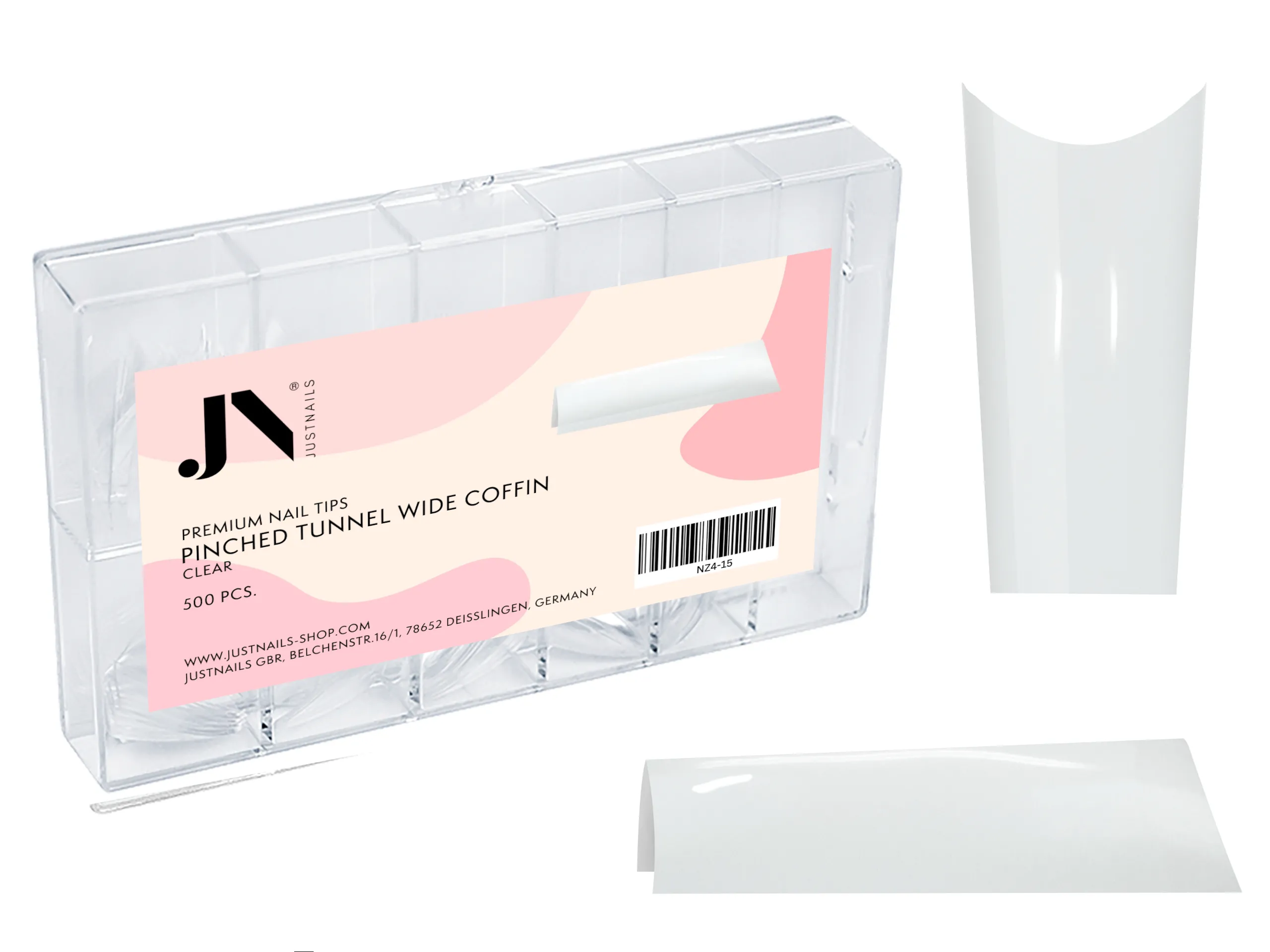 JUSTNAILS 500 Premium Pinch Tunnel WIDE Coffin Tips