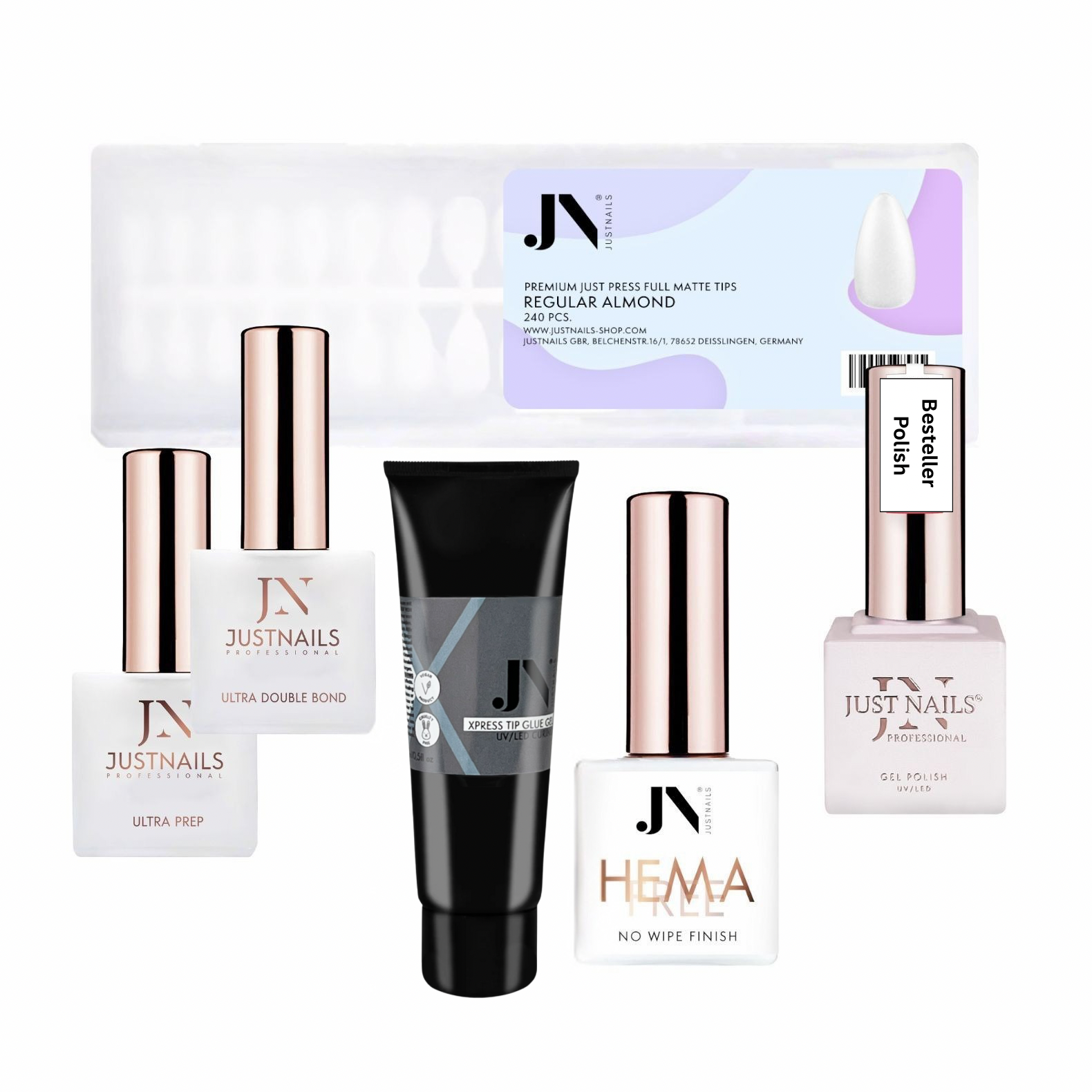 JUSTNAILS Premium Press on Tips Gel Polish Set S1