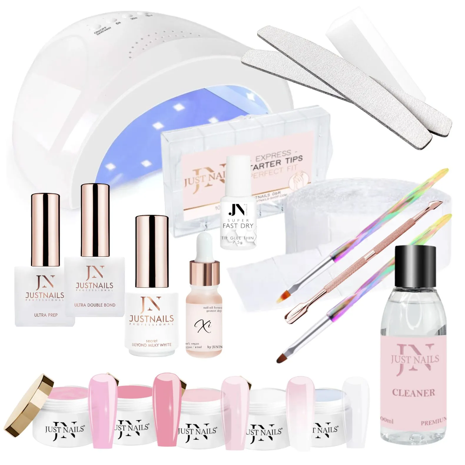 JUSTNAILS XL Premium Gel Babyboomer Starter-Set + Lampe