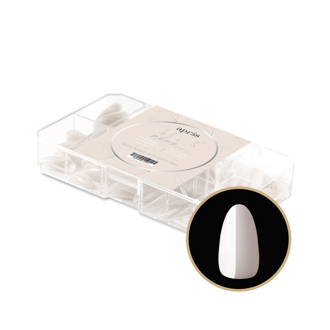  Gel-X® Neutral Cover Tips Box 150pcs - "Whitney" - Natural Almond short