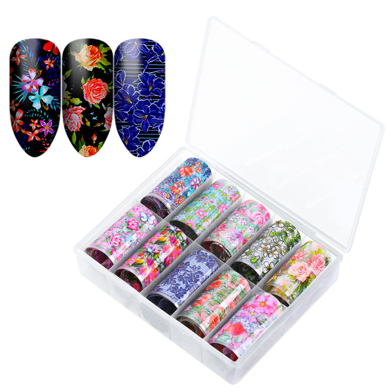 JUSTNAILS Transferfolien Box Flower Blumen Muster Set ABVERKAUF